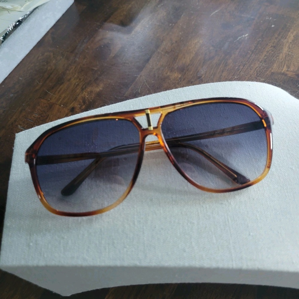 Vintage Mod 70s / 80s Italian Flat-Top Aviators Sunglasses Tortoiseshell